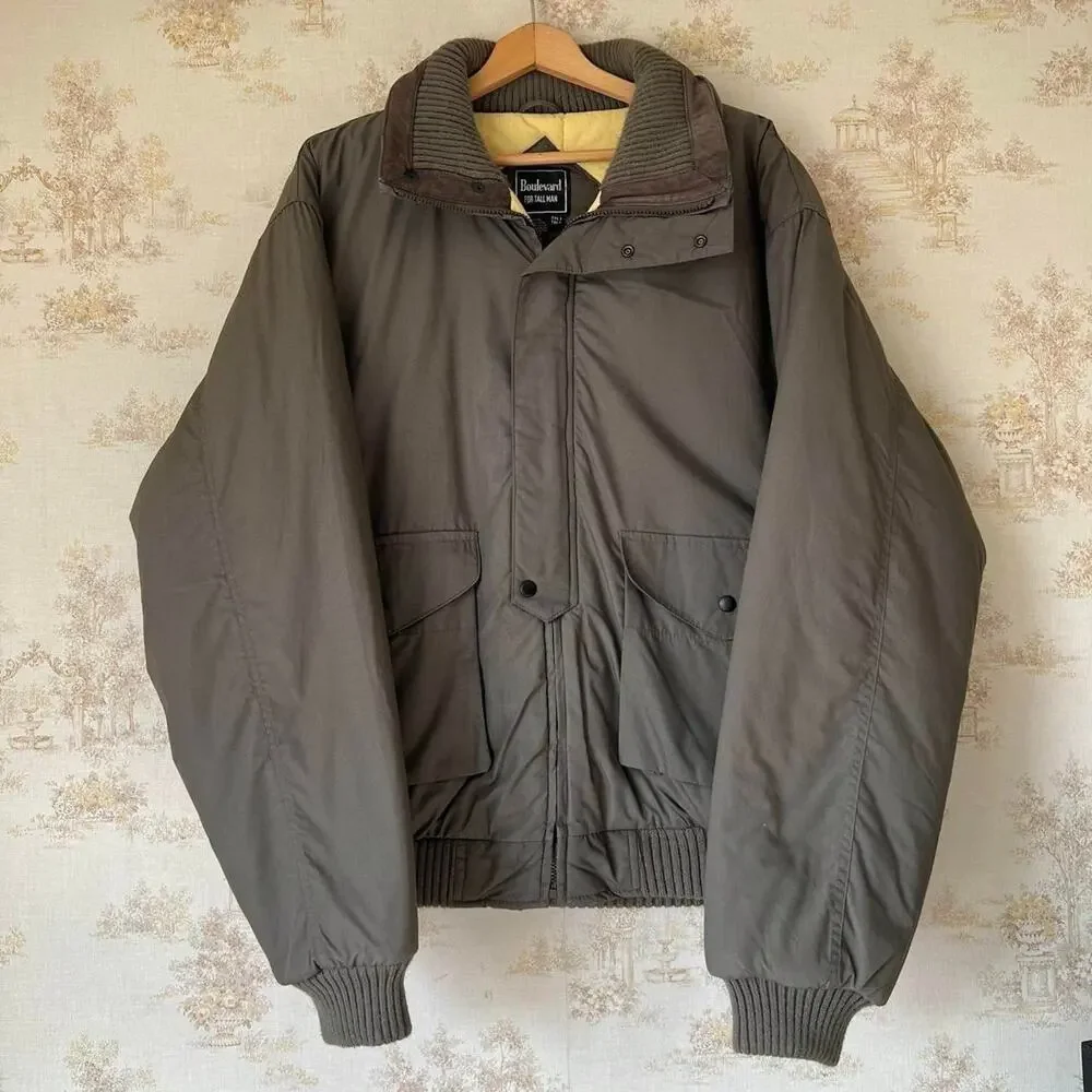 Vintage 80s Olive Drab Bomber Jacket | Aviator | Men's 2XLT